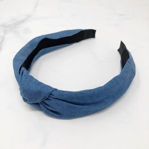 Chambray Top Knot Headband - medium blue